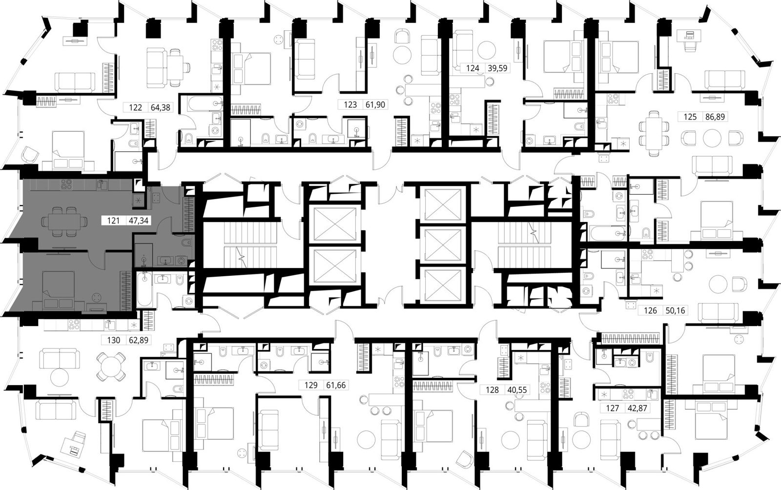1-комнатная квартира, 47,3 м² — фото 2