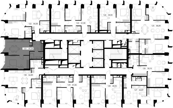 1-комнатная квартира, 47,3 м² — фото 2