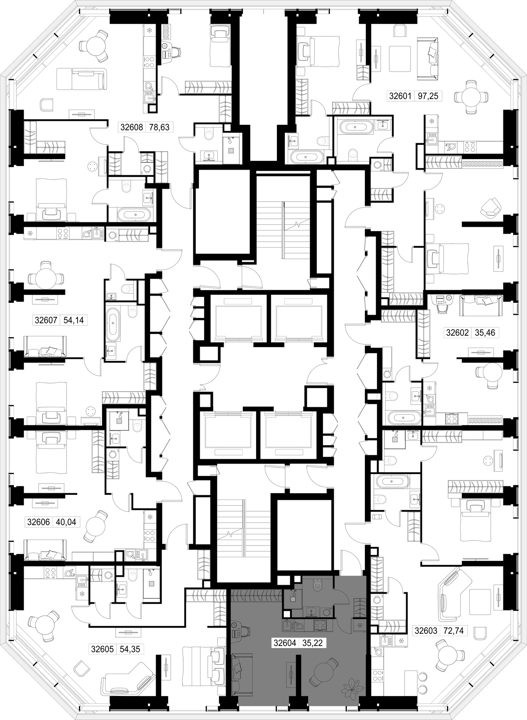 1-комнатная квартира, 35,2 м² — фото 2