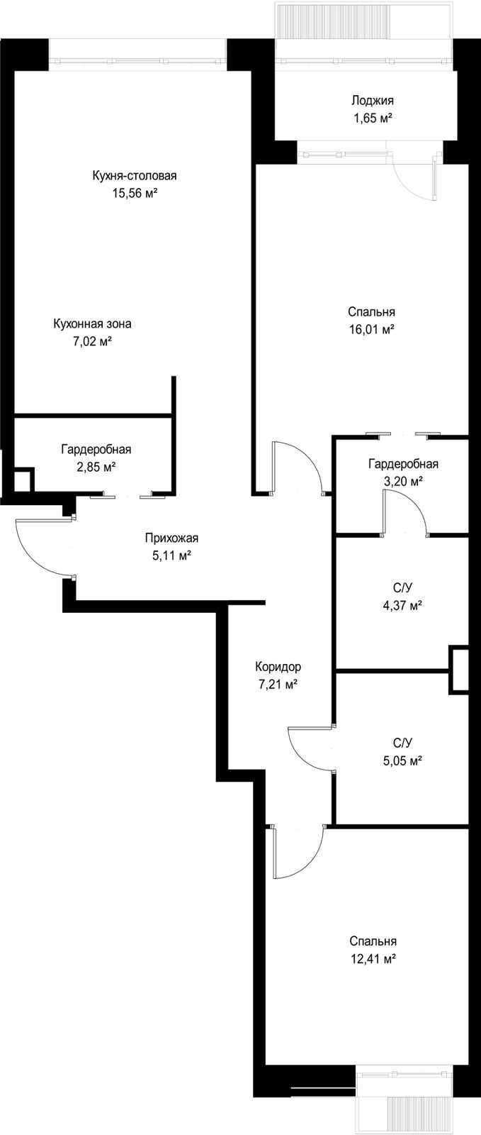 2-комнатная квартира, 80,4 м² — фото 2