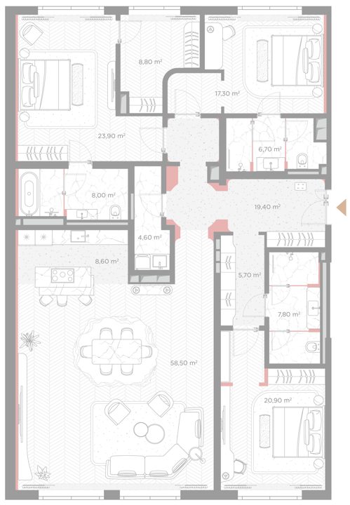 3-комнатная квартира, 190,2 м²