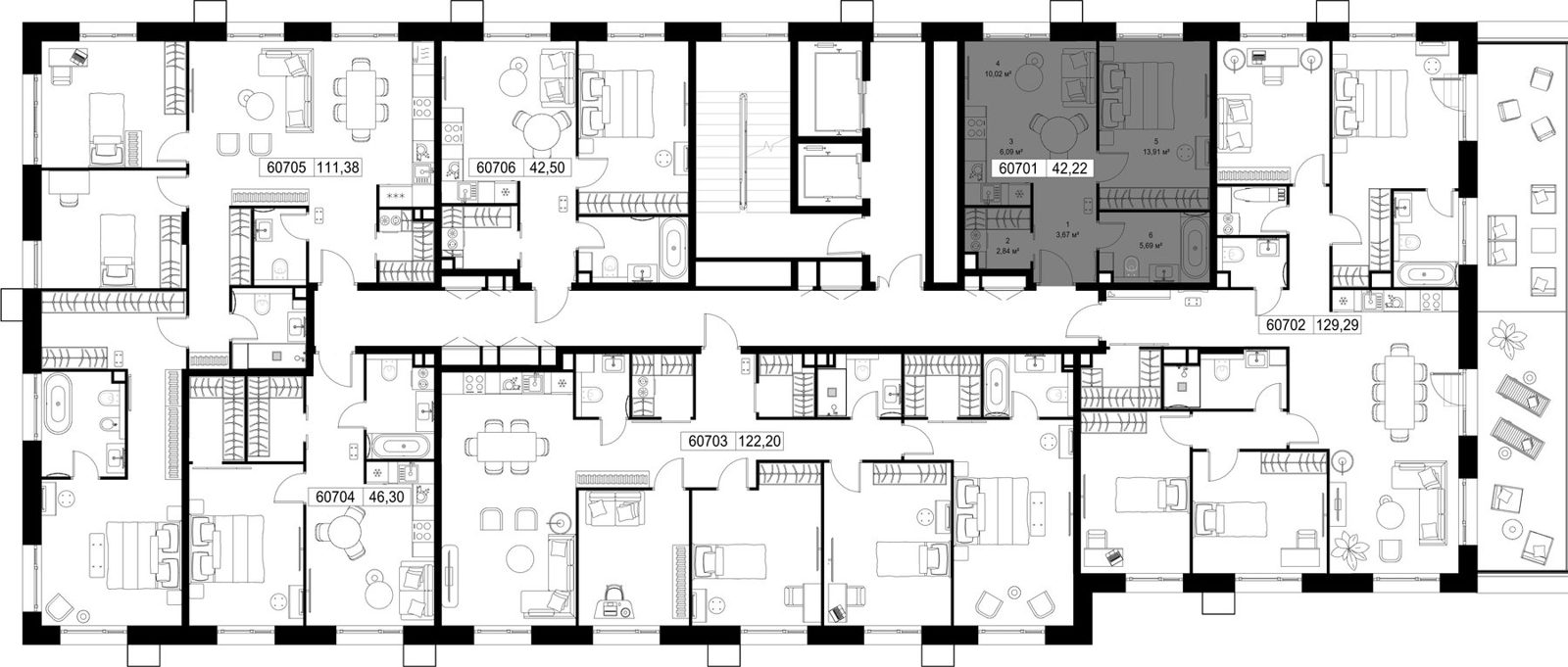 1-комнатная квартира, 42,2 м² — фото 3