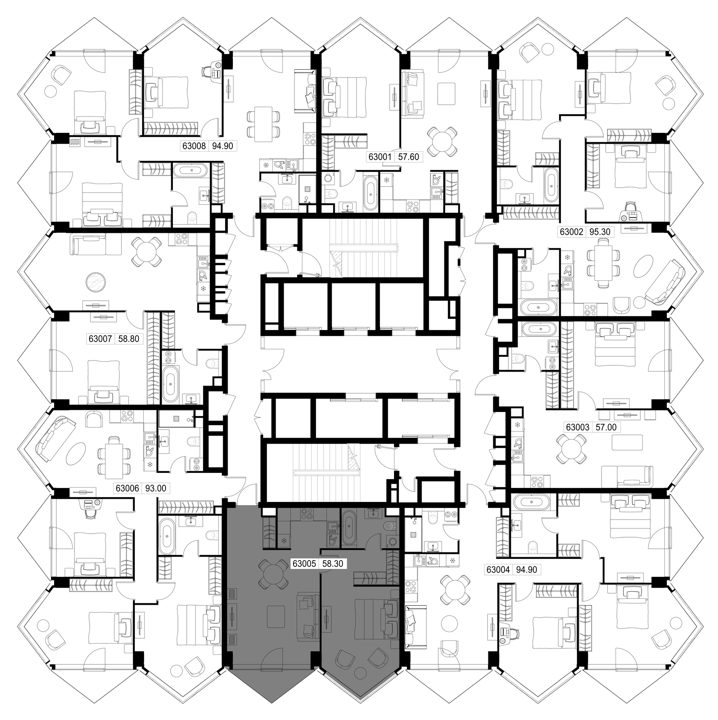 1-комнатная квартира, 58,3 м² — фото 2