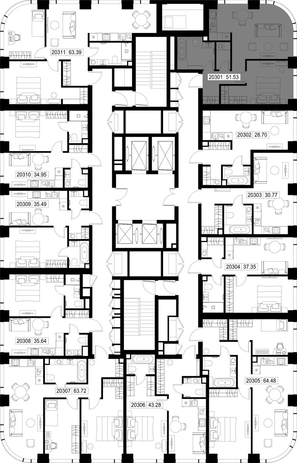 1-комнатная квартира, 51,5 м² — фото 2