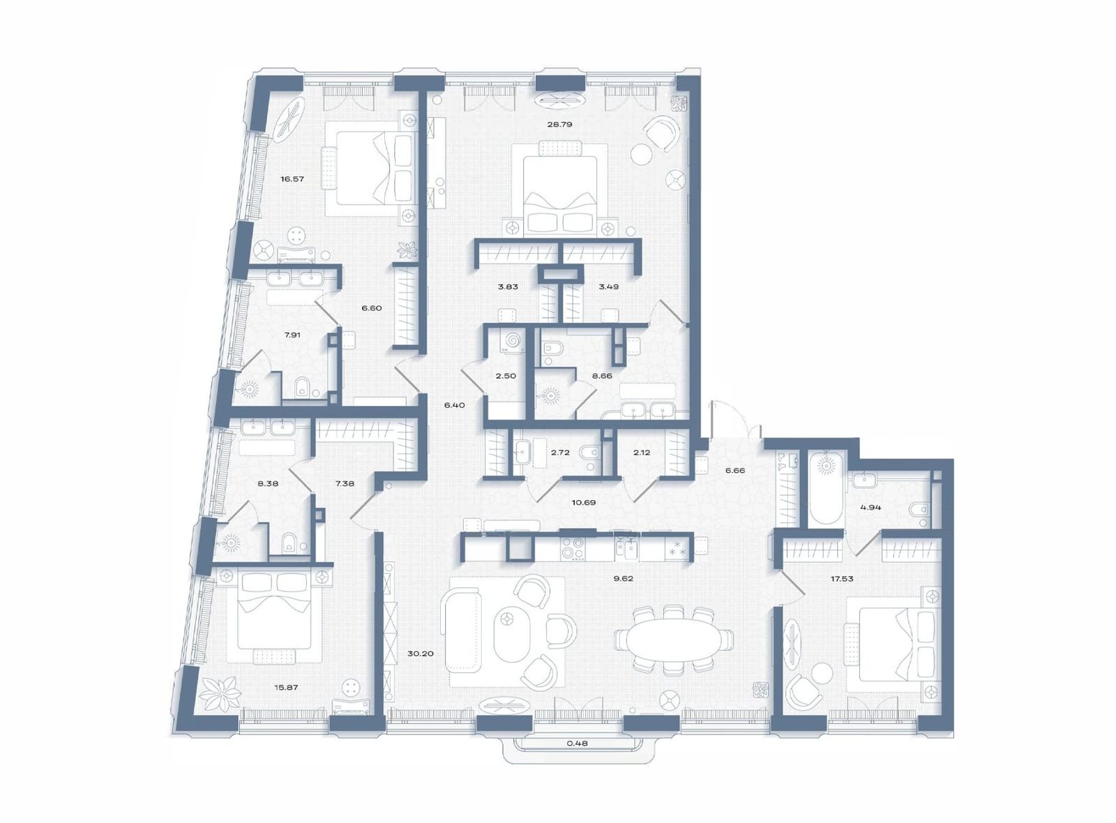 4-комнатная квартира, 201,3 м²