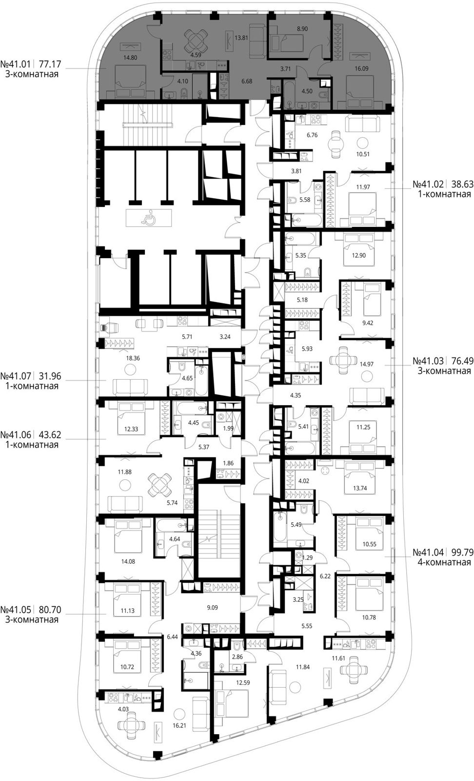 3-комнатная квартира, 77,2 м² — фото 2