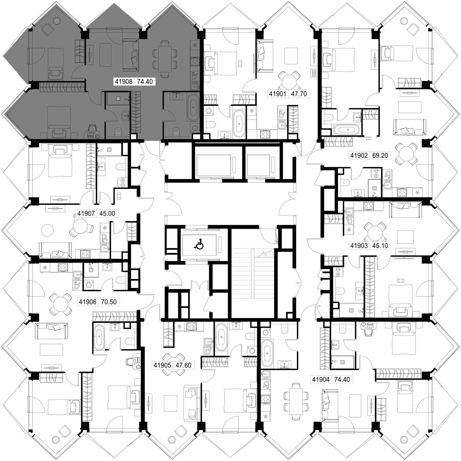 2-комнатная квартира, 74,4 м² — фото 2