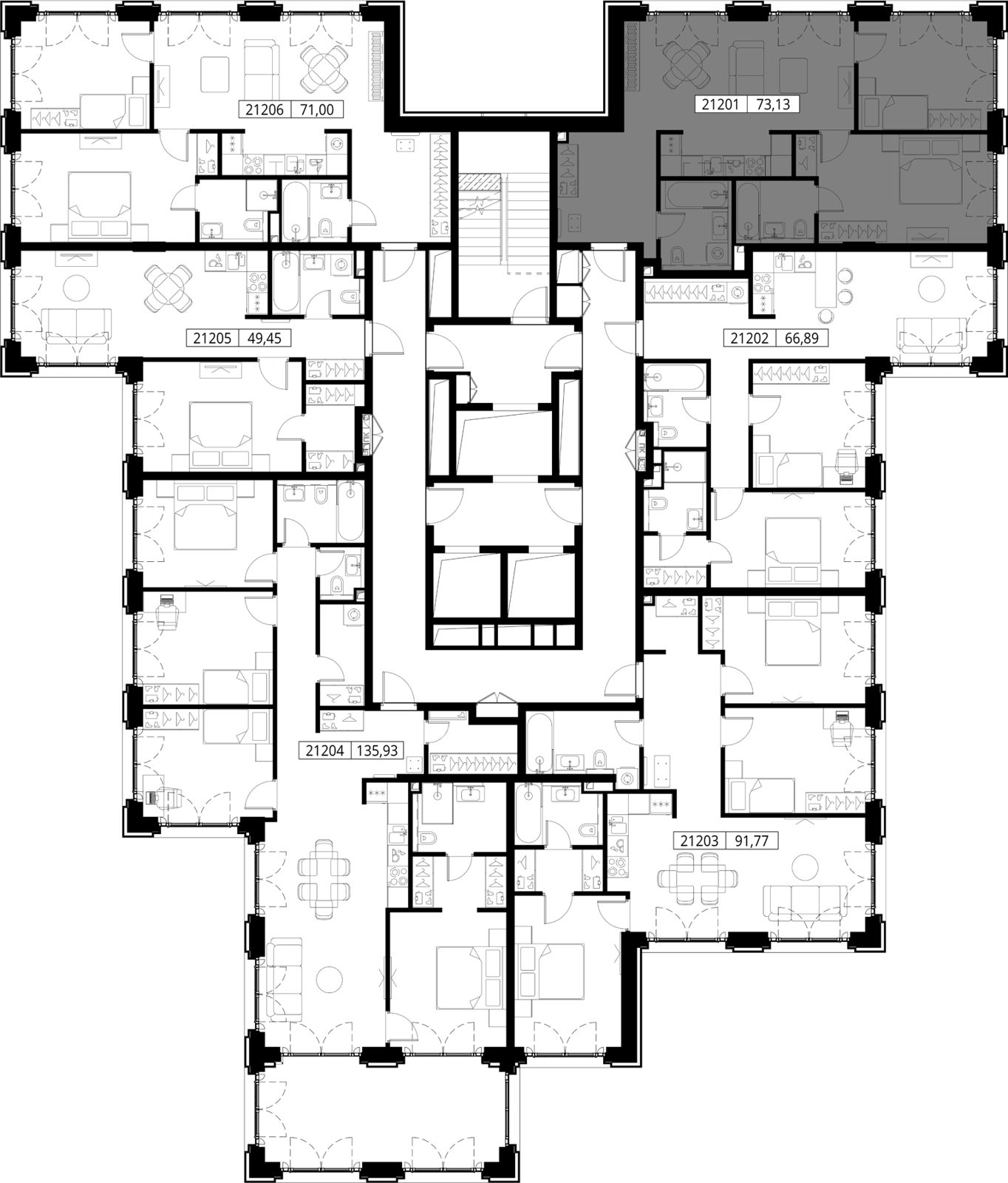 2-комнатная квартира, 73,1 м² — фото 2