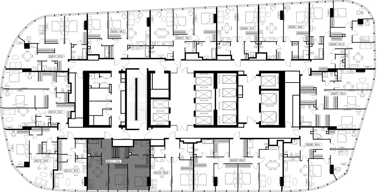 2-комнатная квартира, 73,4 м² — фото 2
