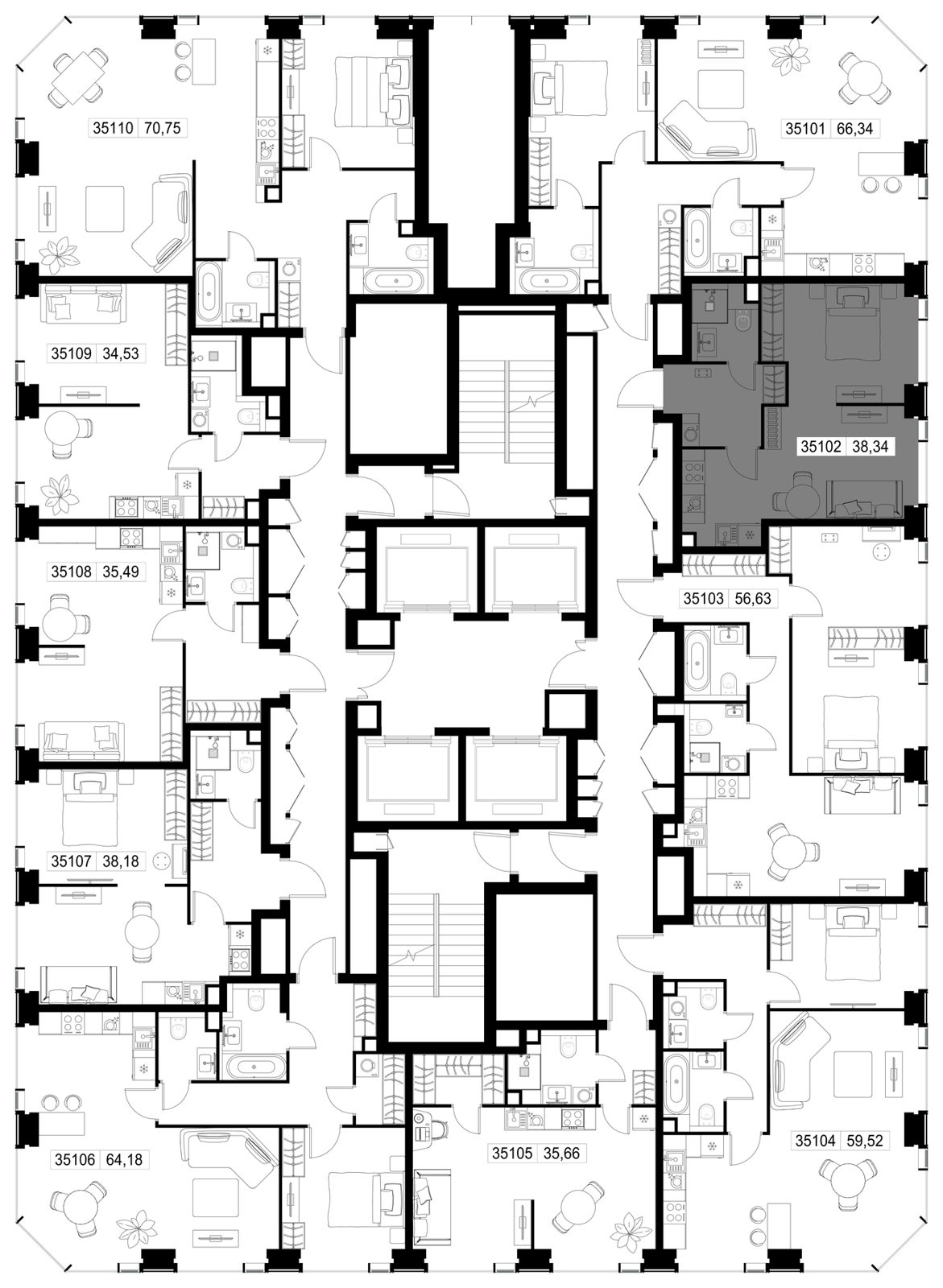 1-комнатная квартира, 38,3 м² — фото 3