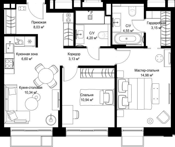 2-комнатная квартира, 65,9 м² — фото 1