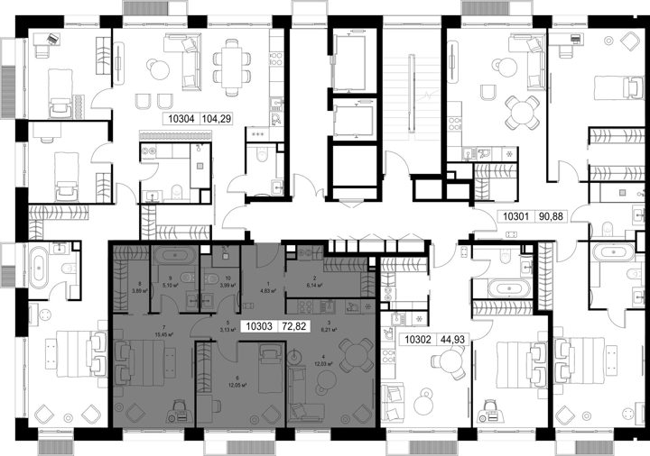 2-комнатная квартира, 72,8 м² — фото 2