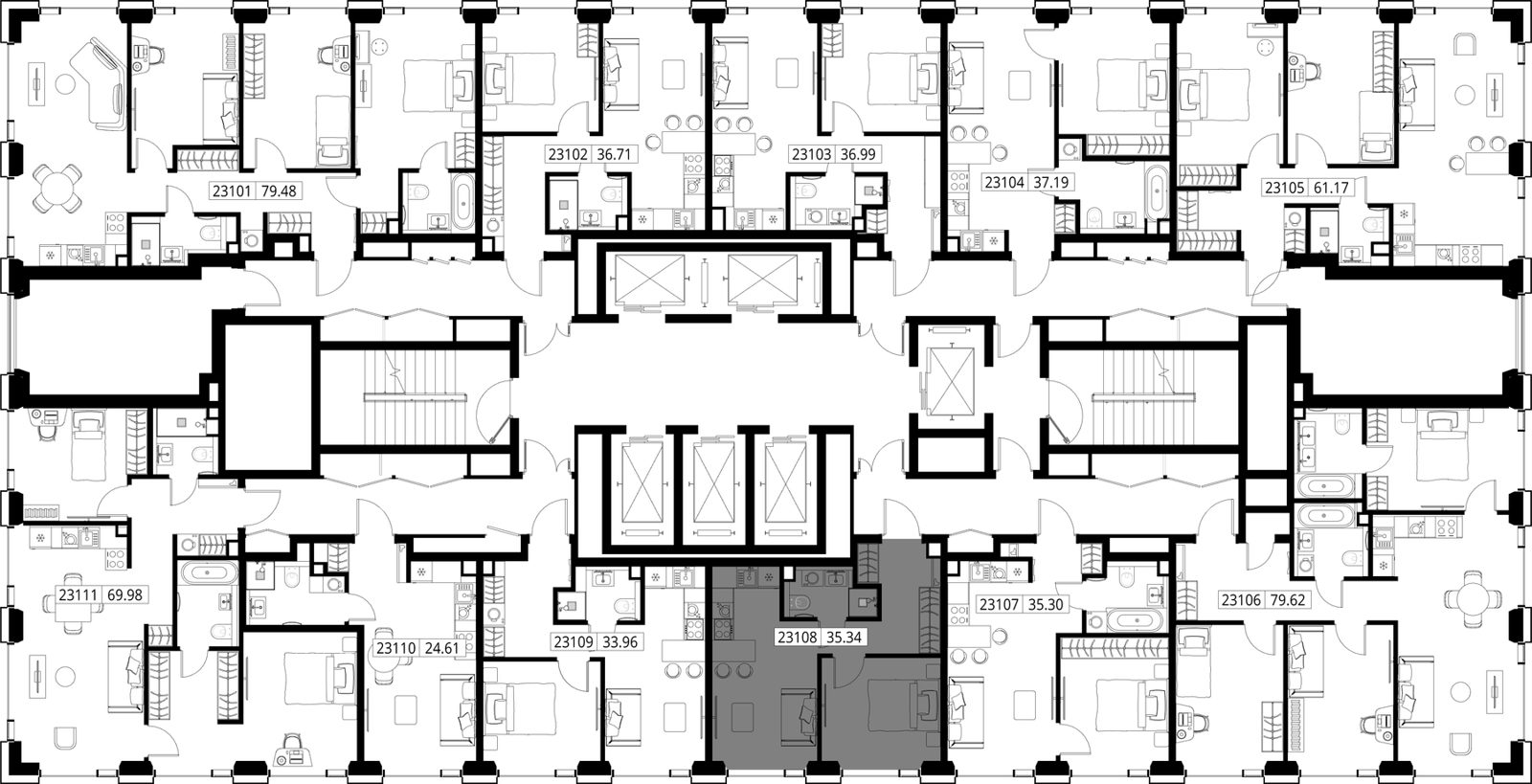 1-комнатная квартира, 35,3 м² — фото 2