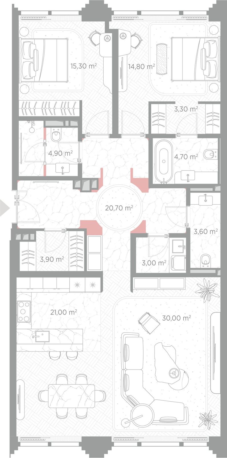 2-комнатная квартира, 125,2 м²
