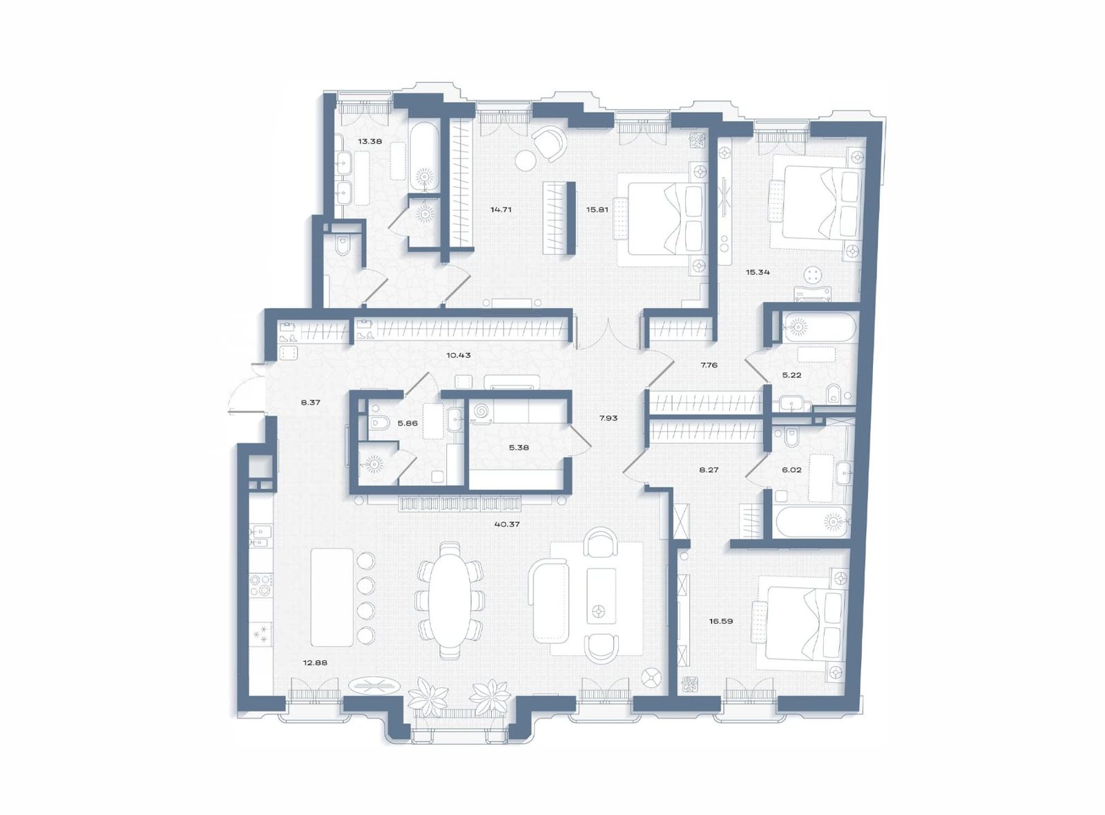 3-комнатная квартира, 194,3 м²