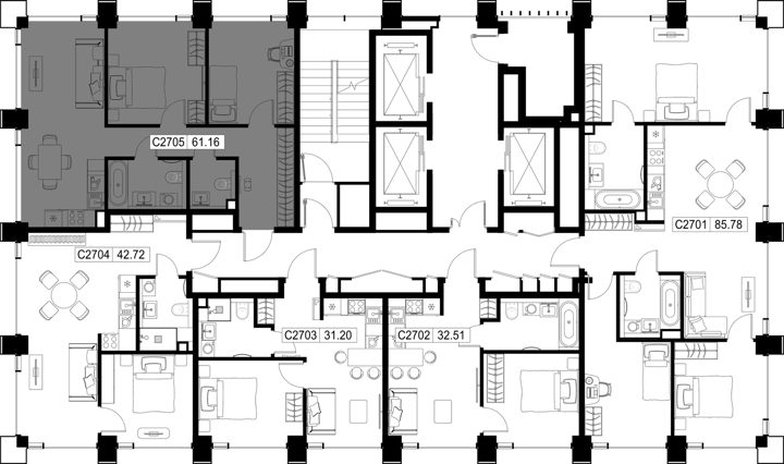 2-комнатная квартира, 61,2 м² — фото 2