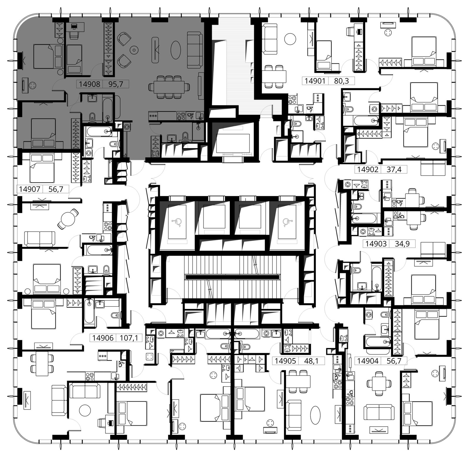 3-комнатная квартира, 95,7 м² — фото 2