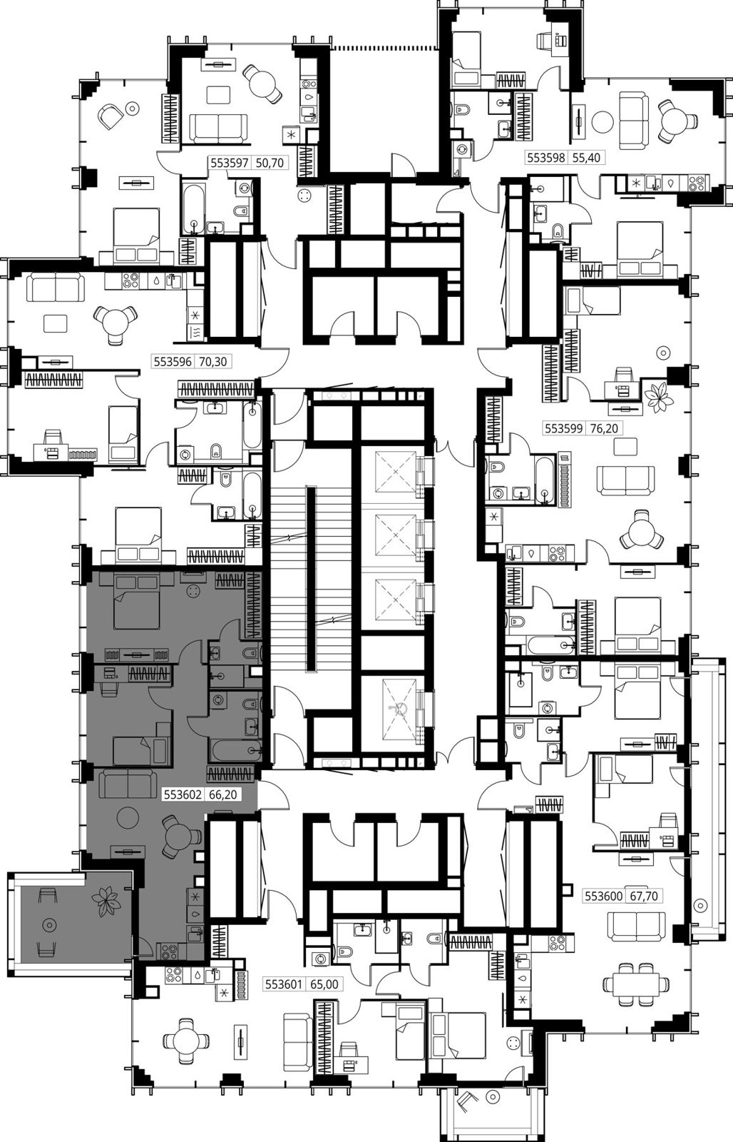 2-комнатная квартира, 66,2 м² — фото 2