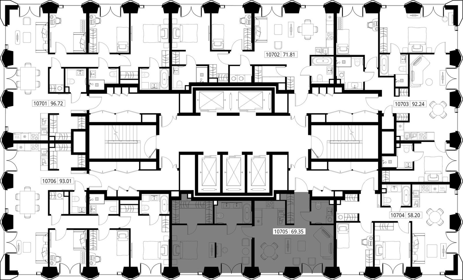 1-комнатная квартира, 69,3 м² — фото 2