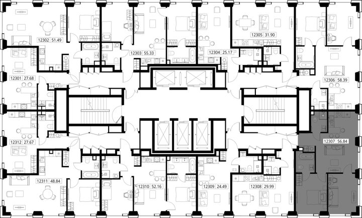 2-комнатная квартира, 56,8 м² — фото 2
