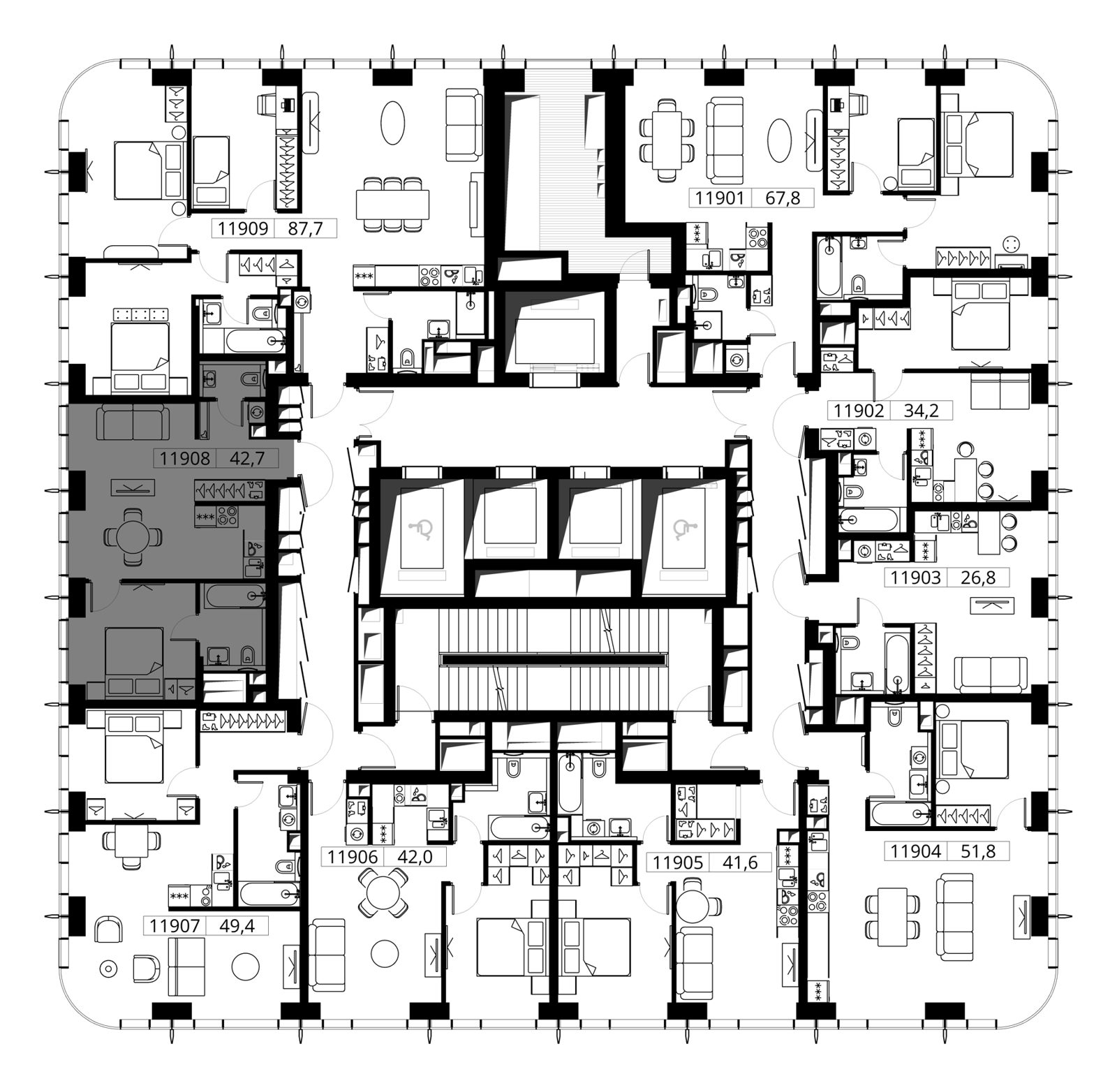 1-комнатная квартира, 42,7 м² — фото 2