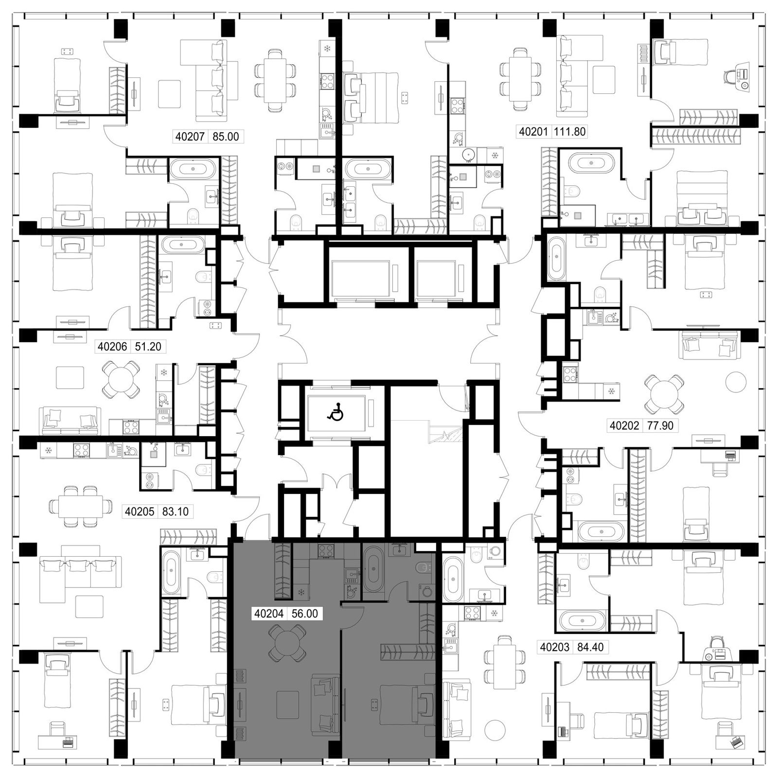 1-комнатная квартира, 56 м² — фото 2