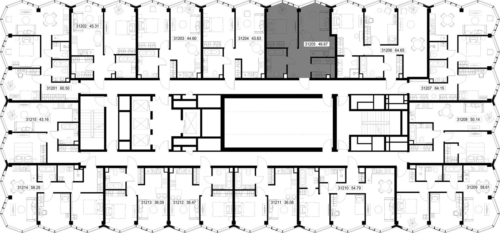1-комнатная квартира, 46,7 м² — фото 2
