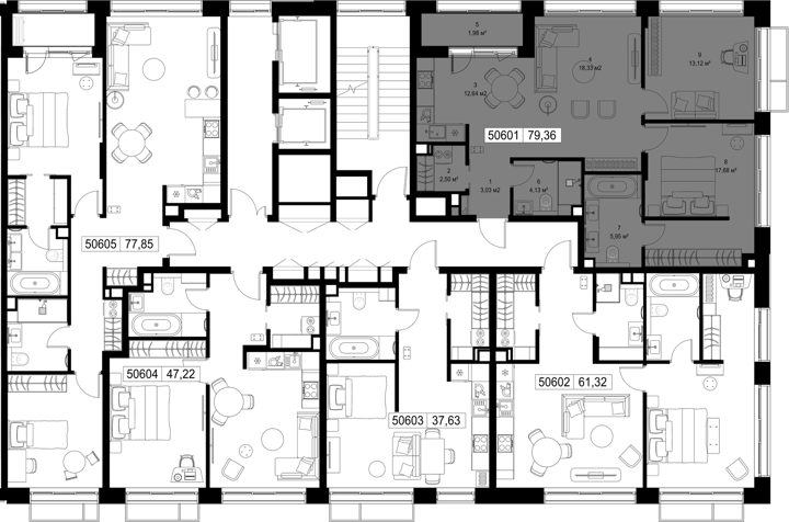 2-комнатная квартира, 79,4 м² — фото 2
