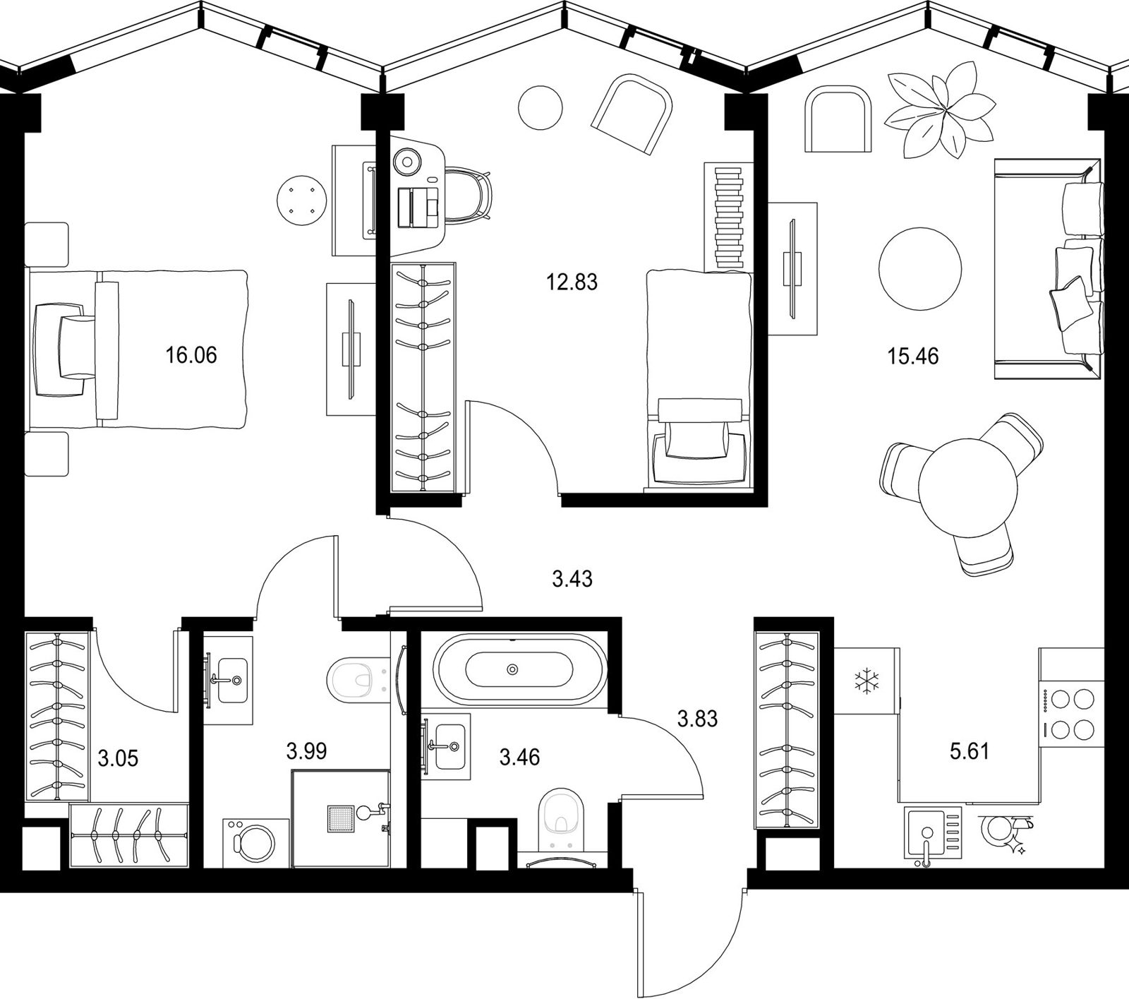 2-комнатная квартира, 67,7 м²