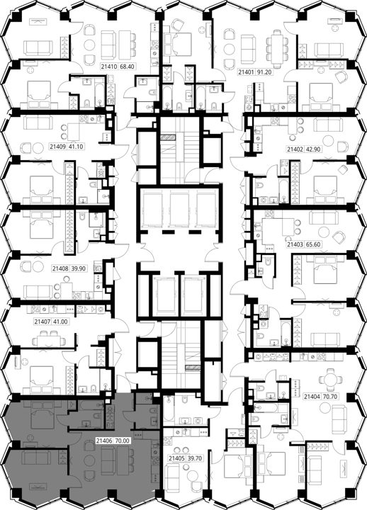 2-комнатная квартира, 70 м² — фото 2