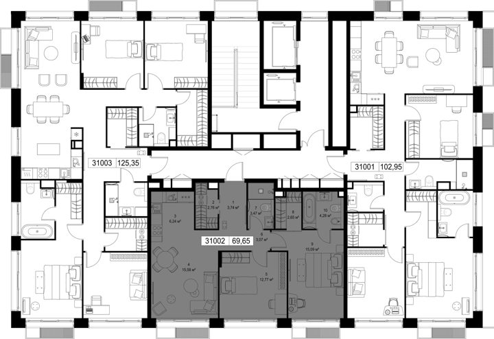 2-комнатная квартира, 69,7 м² — фото 2