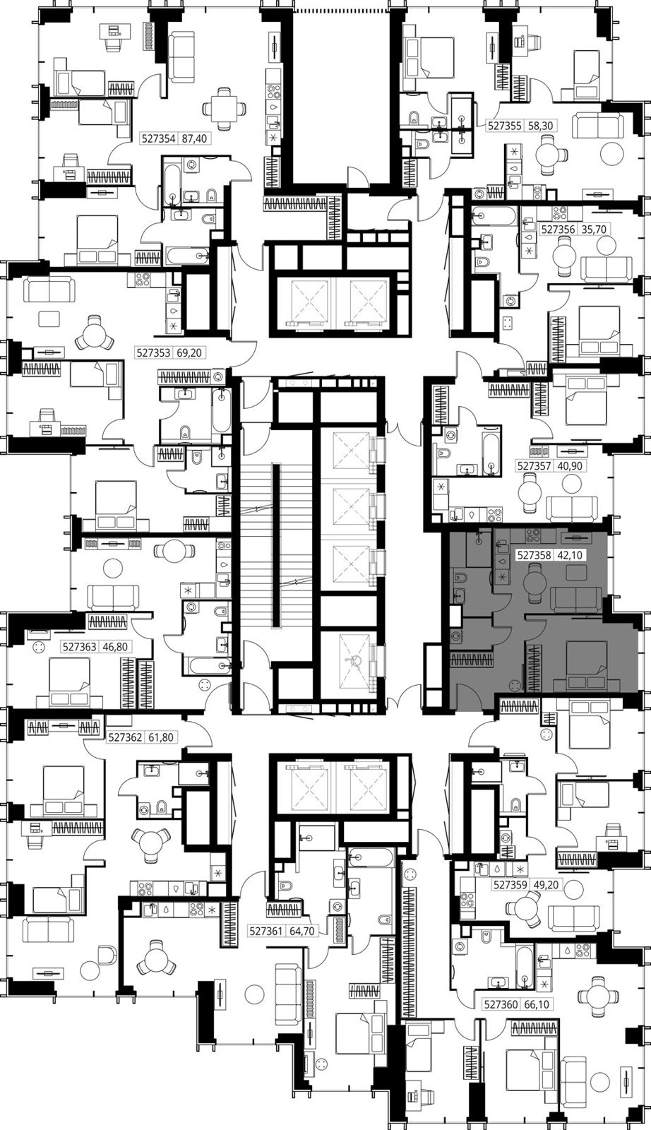1-комнатная квартира, 42,1 м² — фото 2