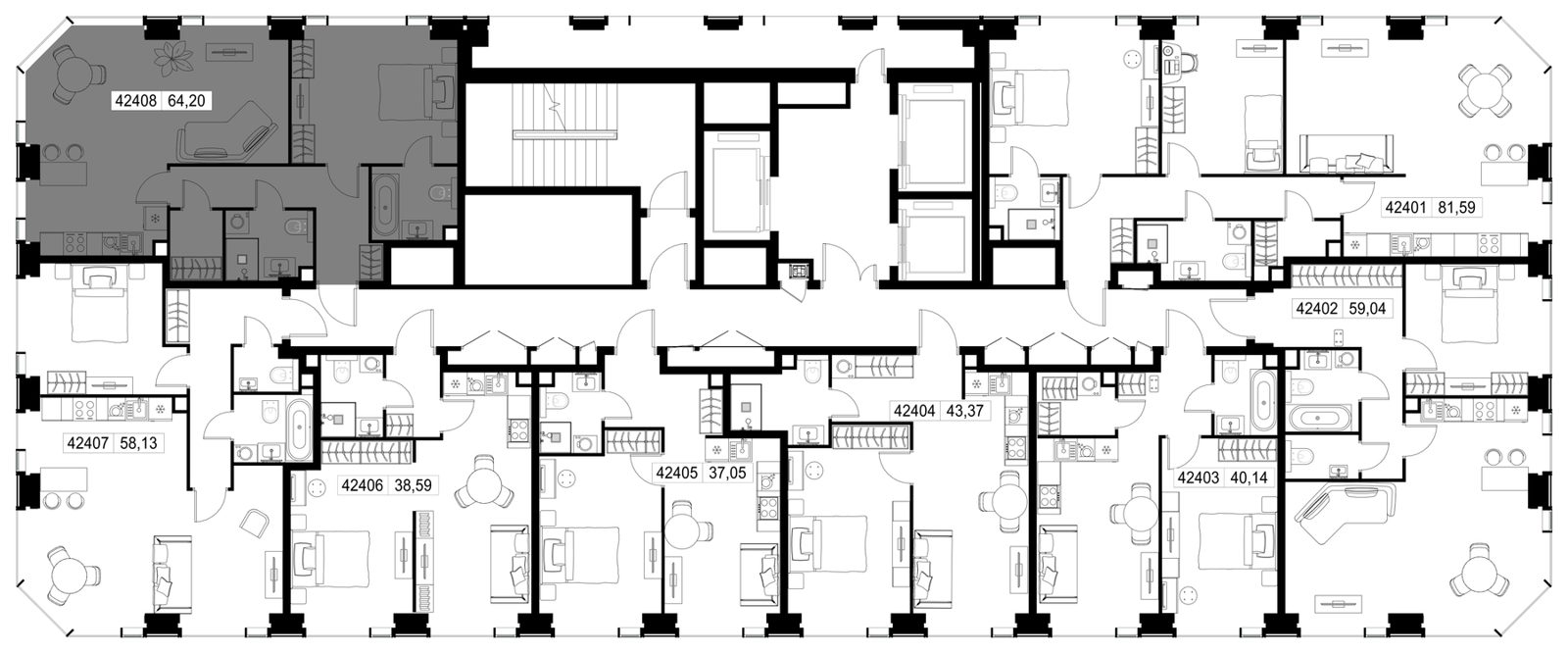 2-комнатная квартира, 64,2 м² — фото 3