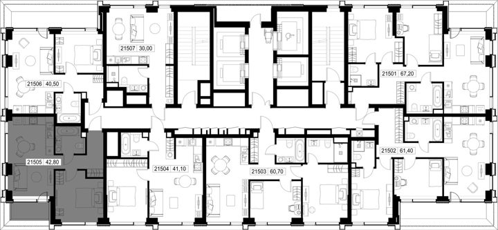 1-комнатная квартира, 42,8 м² — фото 2