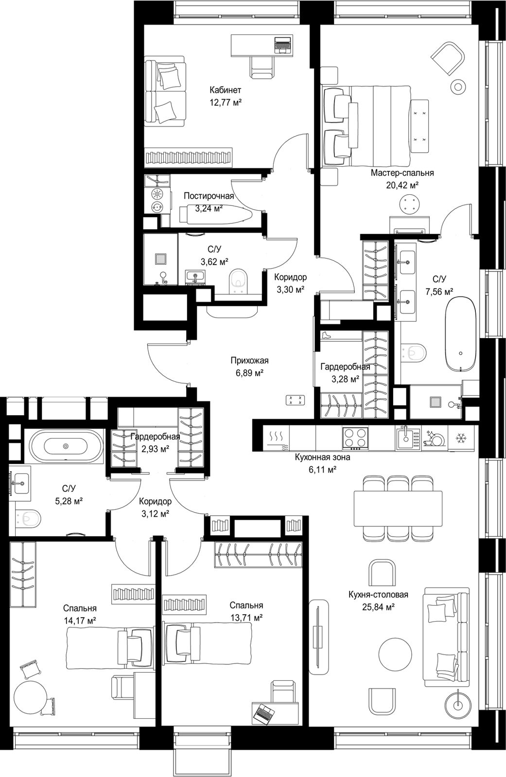 4-комнатная квартира, 132,2 м²