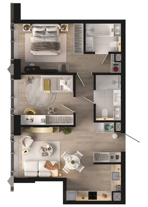 2-комнатная квартира, 61 м² — фото 2