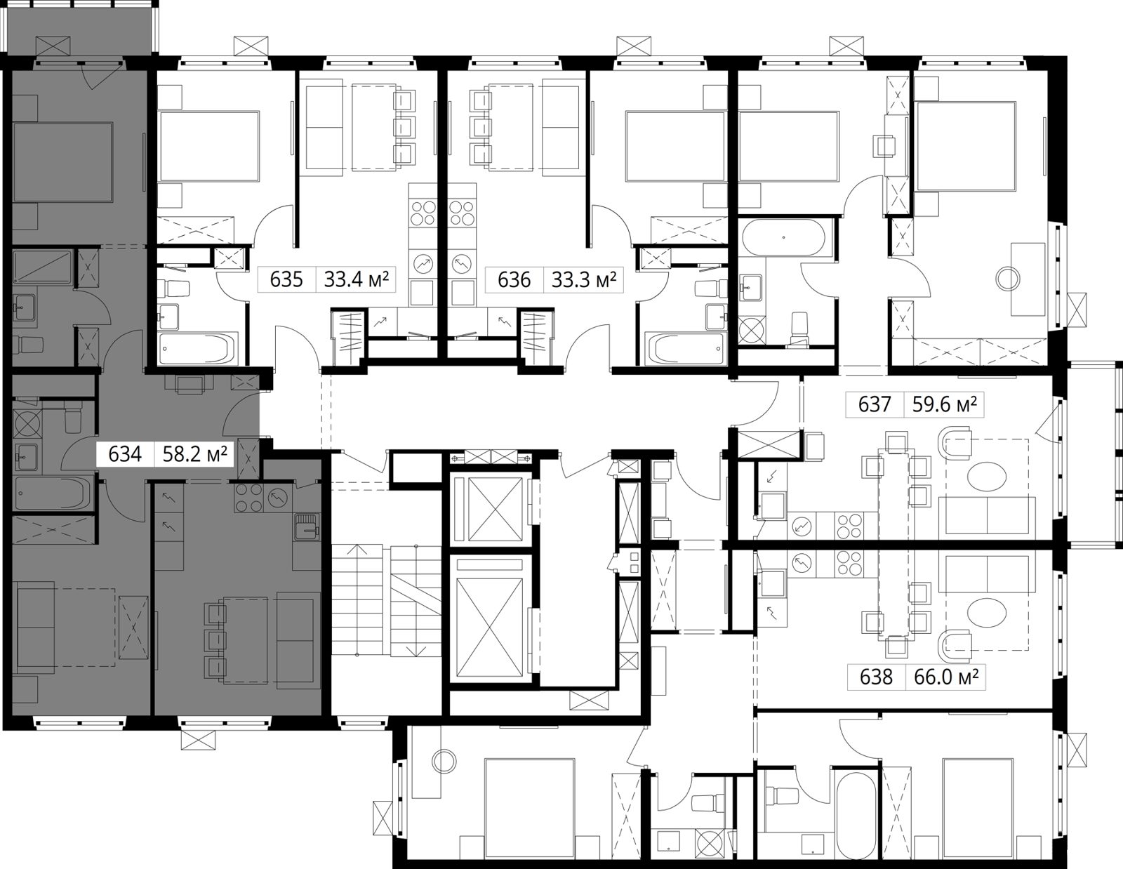 2-комнатная квартира, 58,2 м² — фото 2