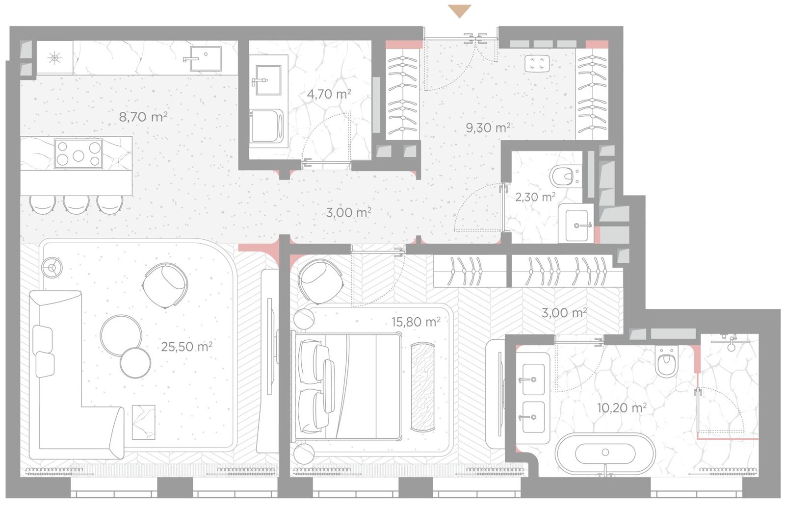 1-комнатная квартира, 82,5 м²