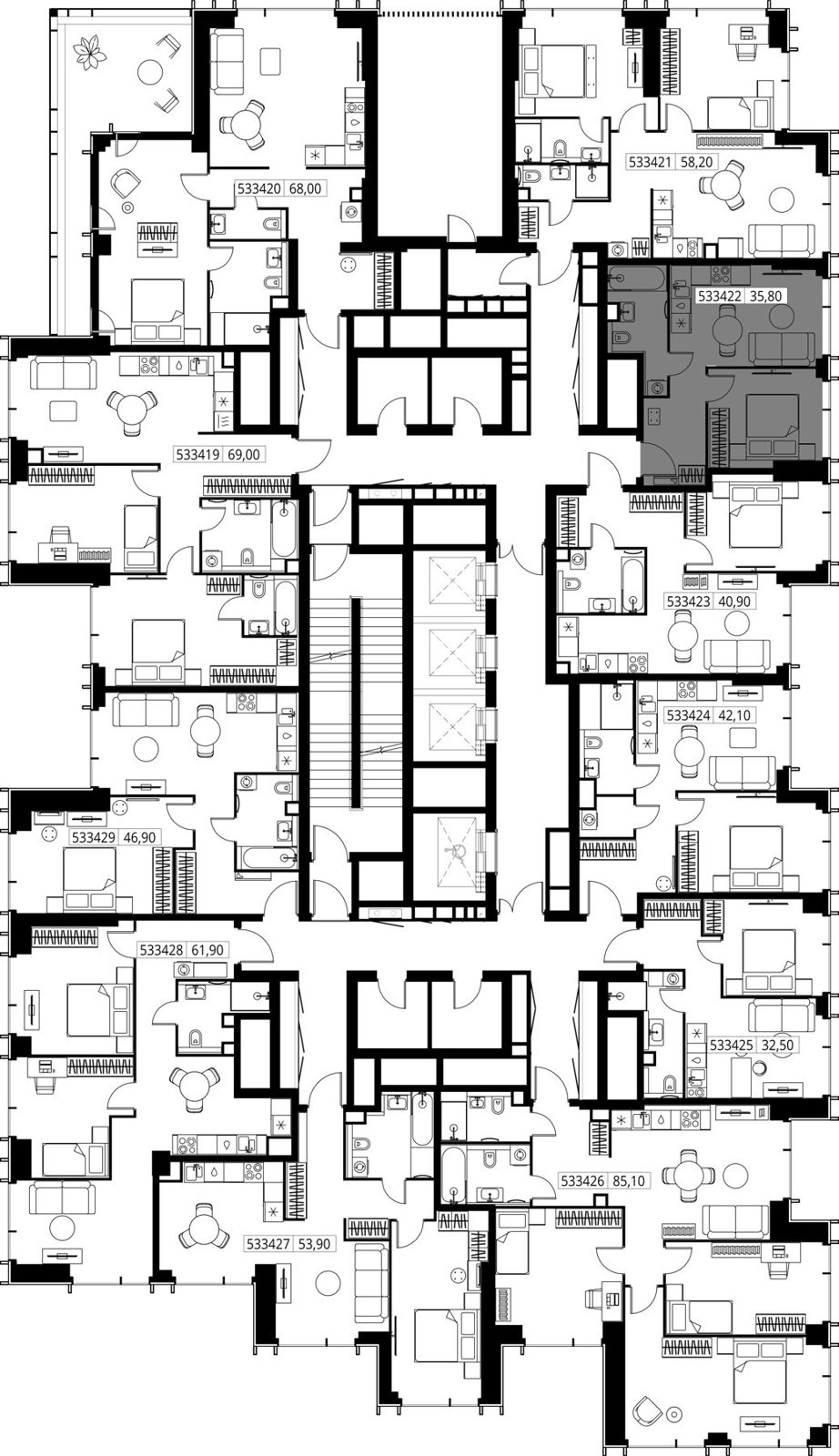 1-комнатная квартира, 35,8 м² — фото 2