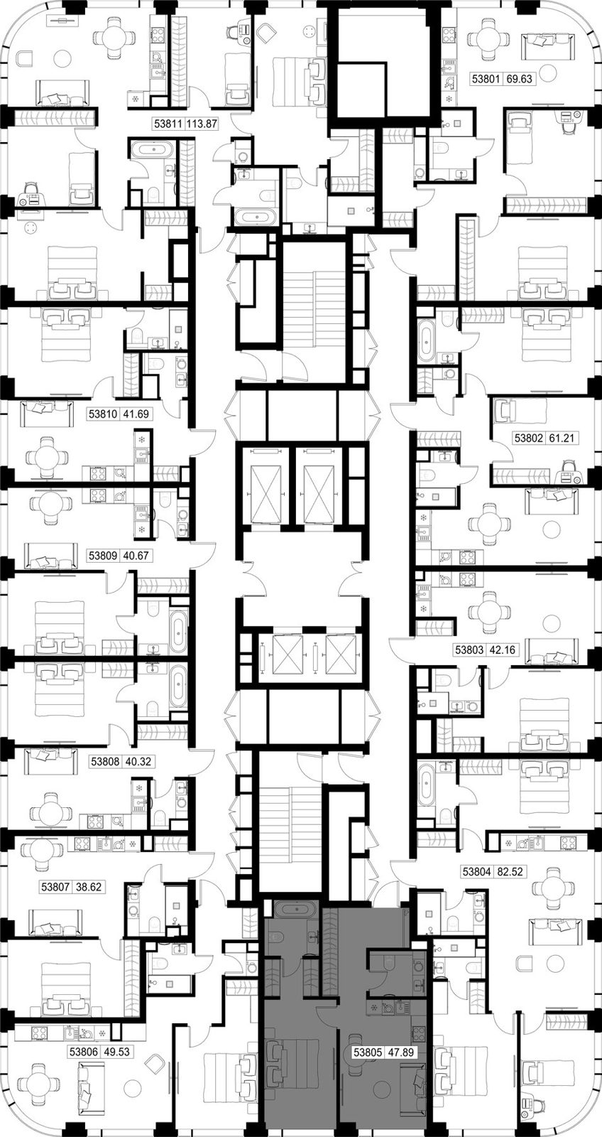 1-комнатная квартира, 47,9 м² — фото 2
