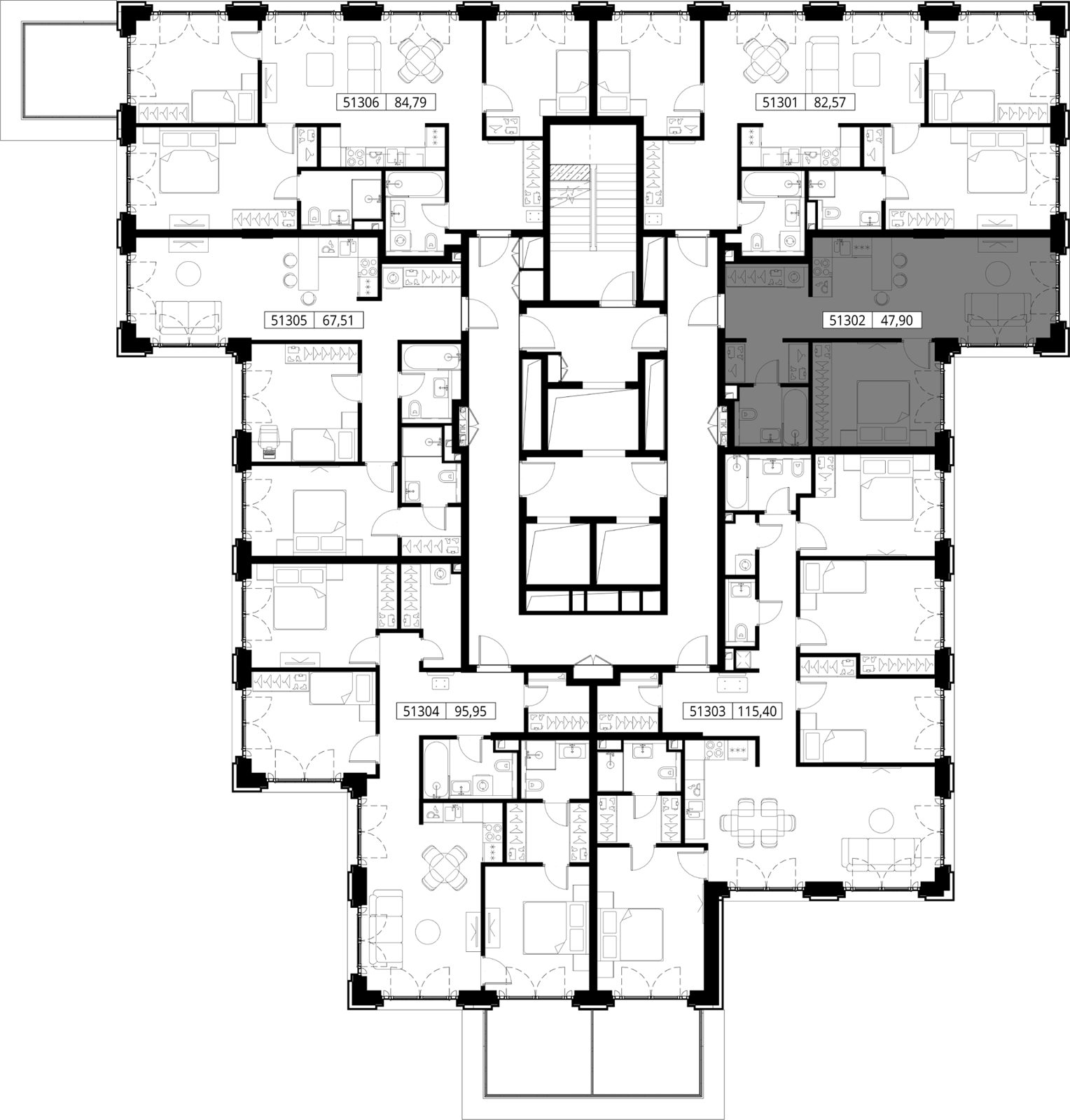 1-комнатная квартира, 47,9 м² — фото 2
