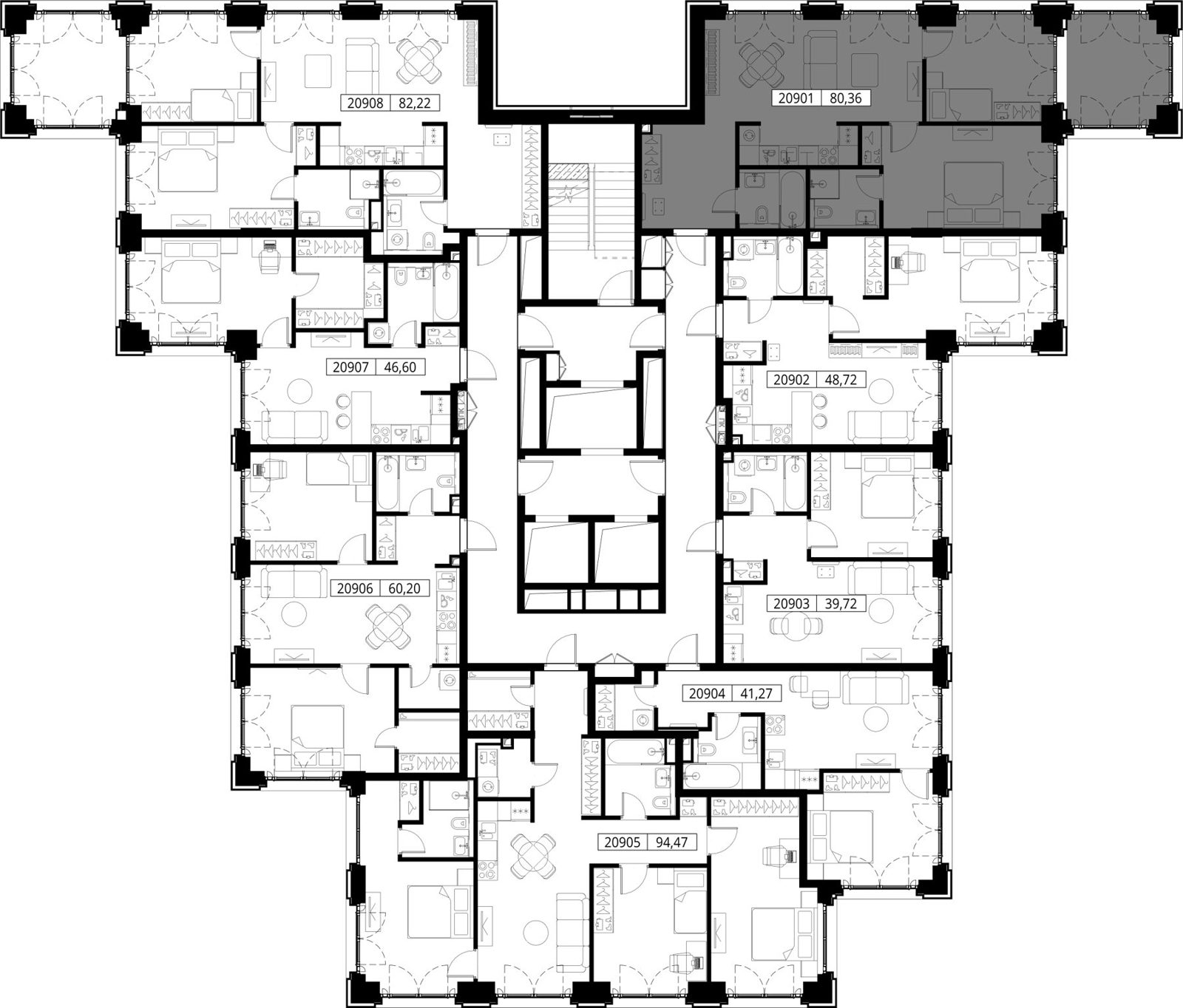 2-комнатная квартира, 80,4 м² — фото 2