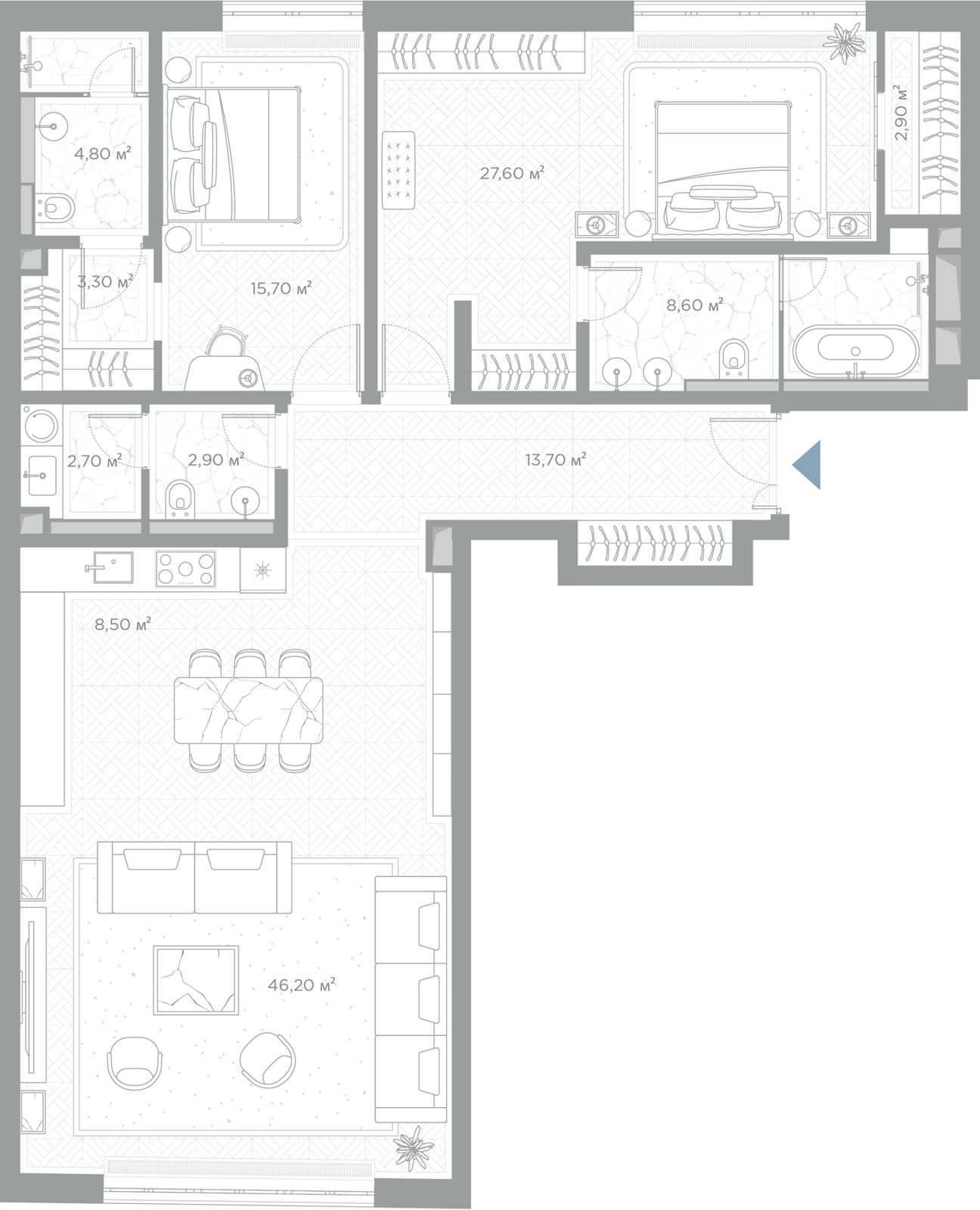 2-комнатная квартира, 136,9 м²