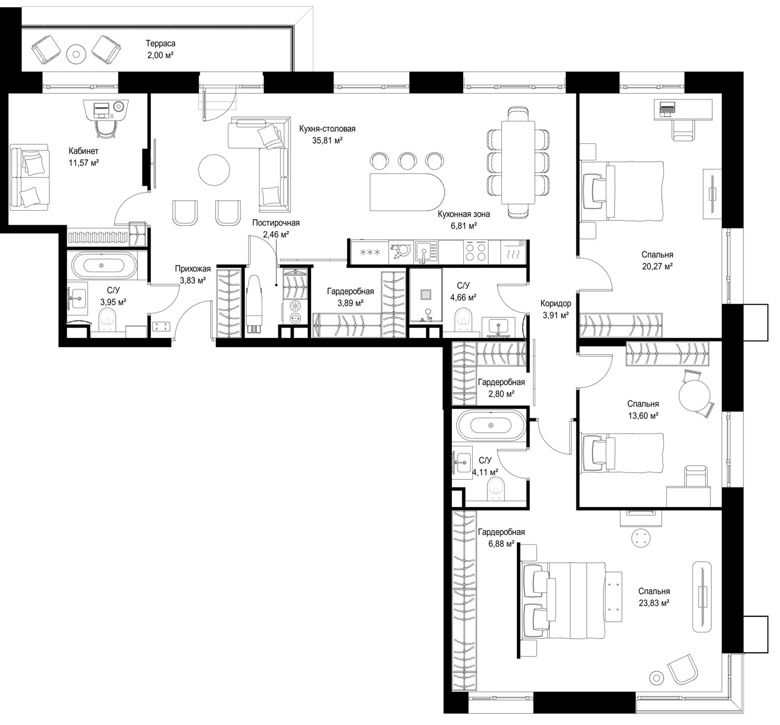 4-комнатная квартира, 150,4 м²
