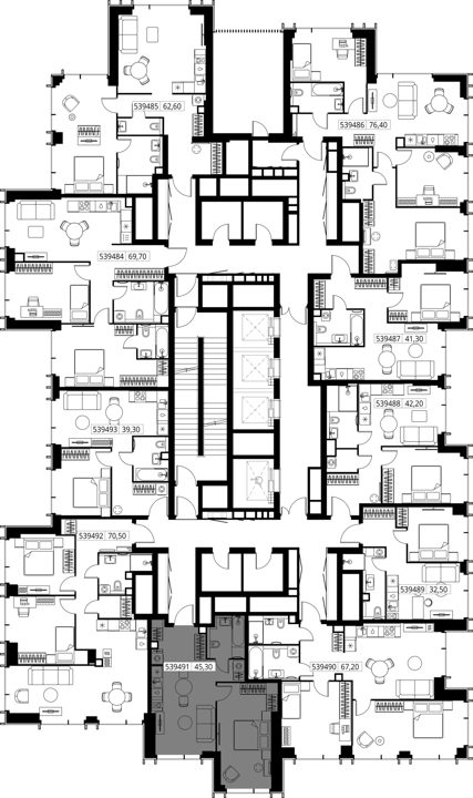 1-комнатная квартира, 45,3 м² — фото 2