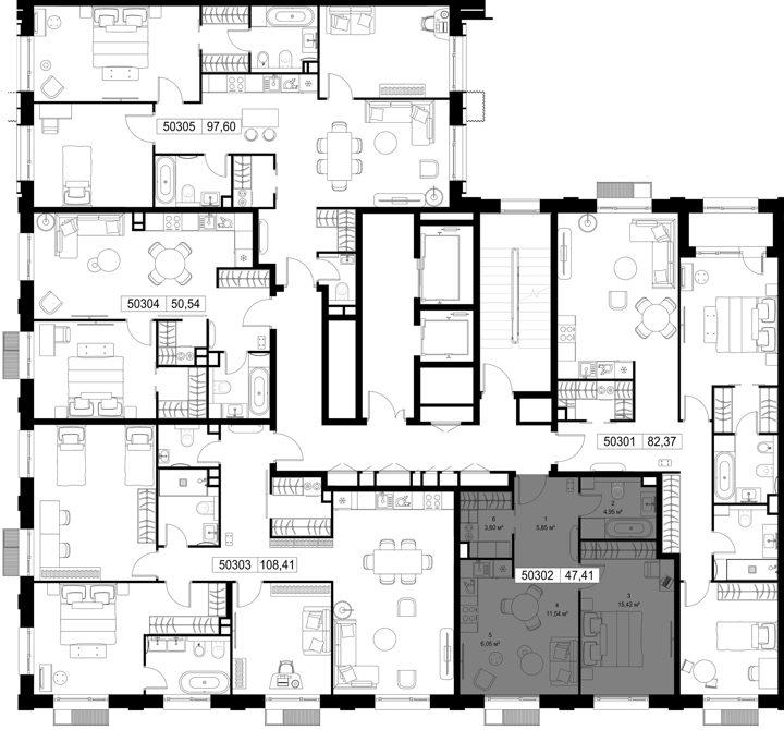 1-комнатная квартира, 47,4 м² — фото 2