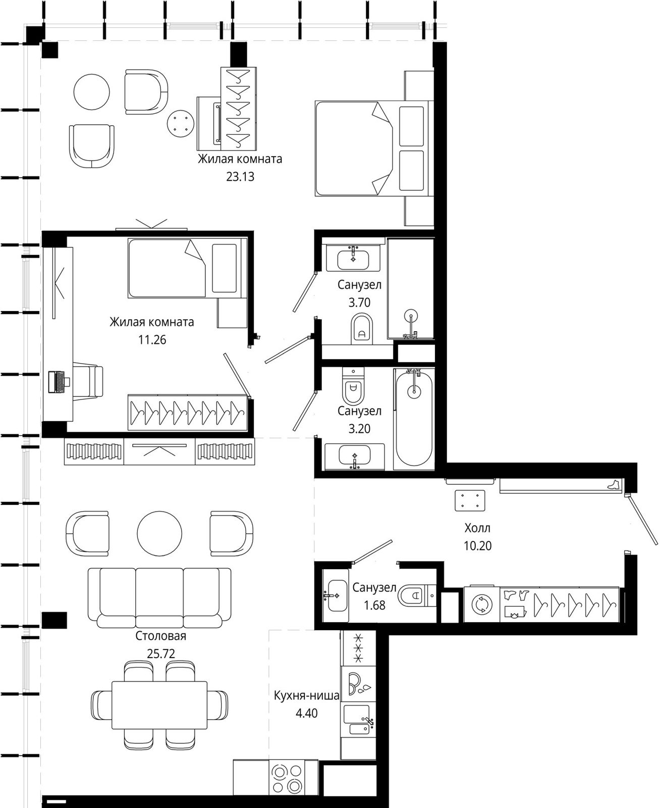 2-комнатная квартира, 84,3 м²