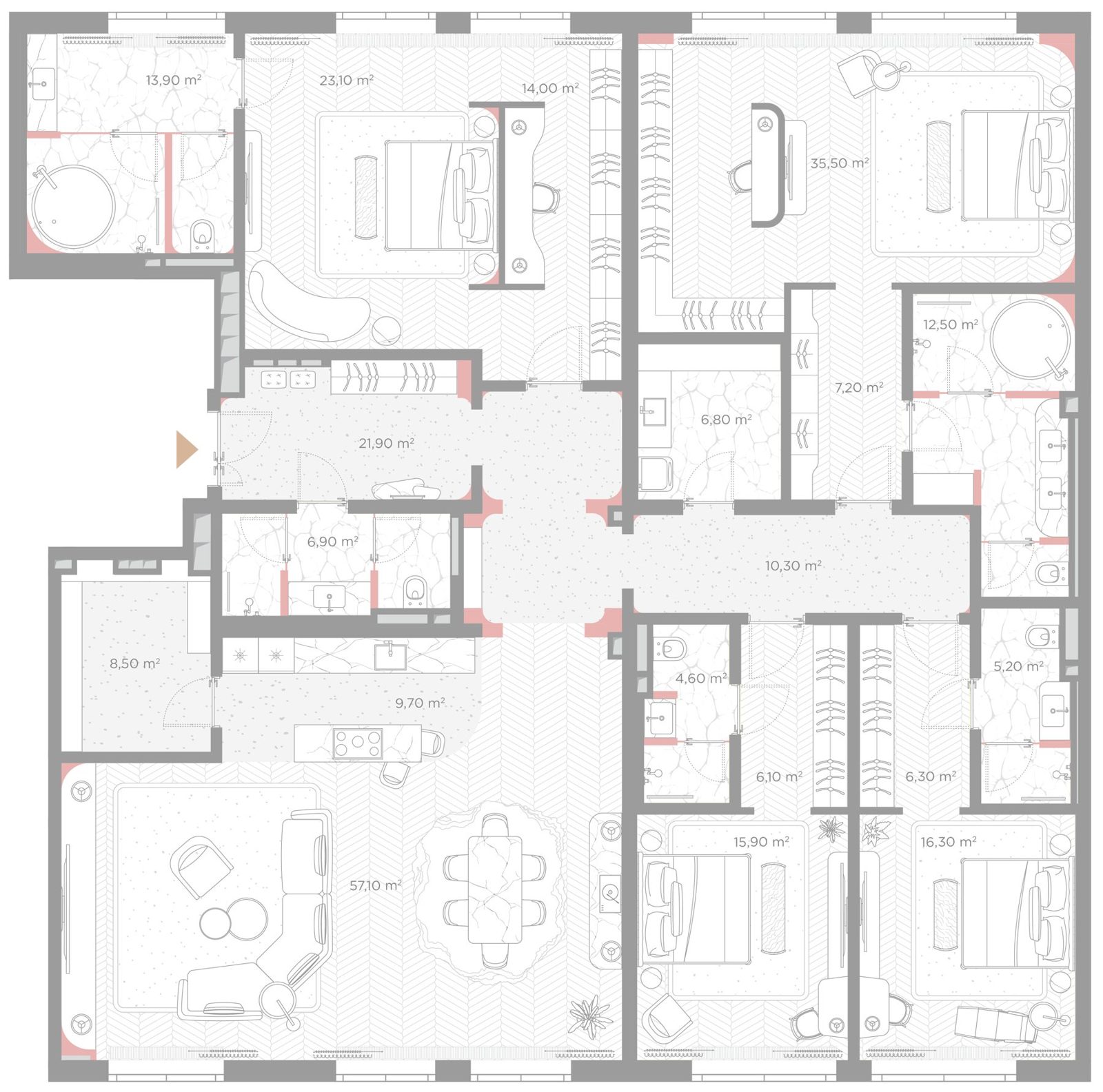 2-комнатная квартира, 281,8 м²