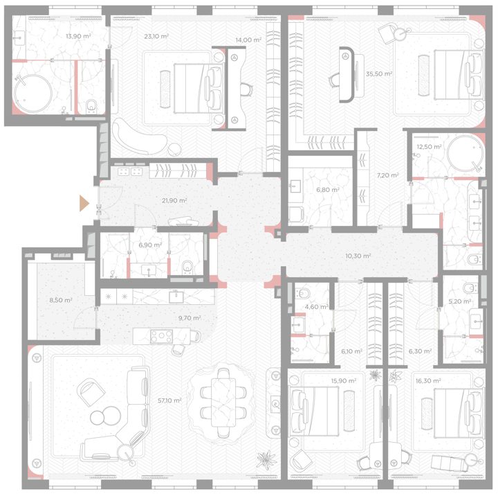 2-комнатная квартира, 281,8 м²