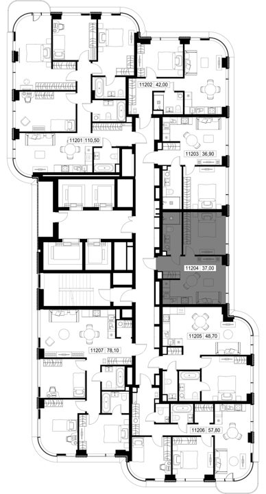 1-комнатная квартира, 37 м² — фото 2